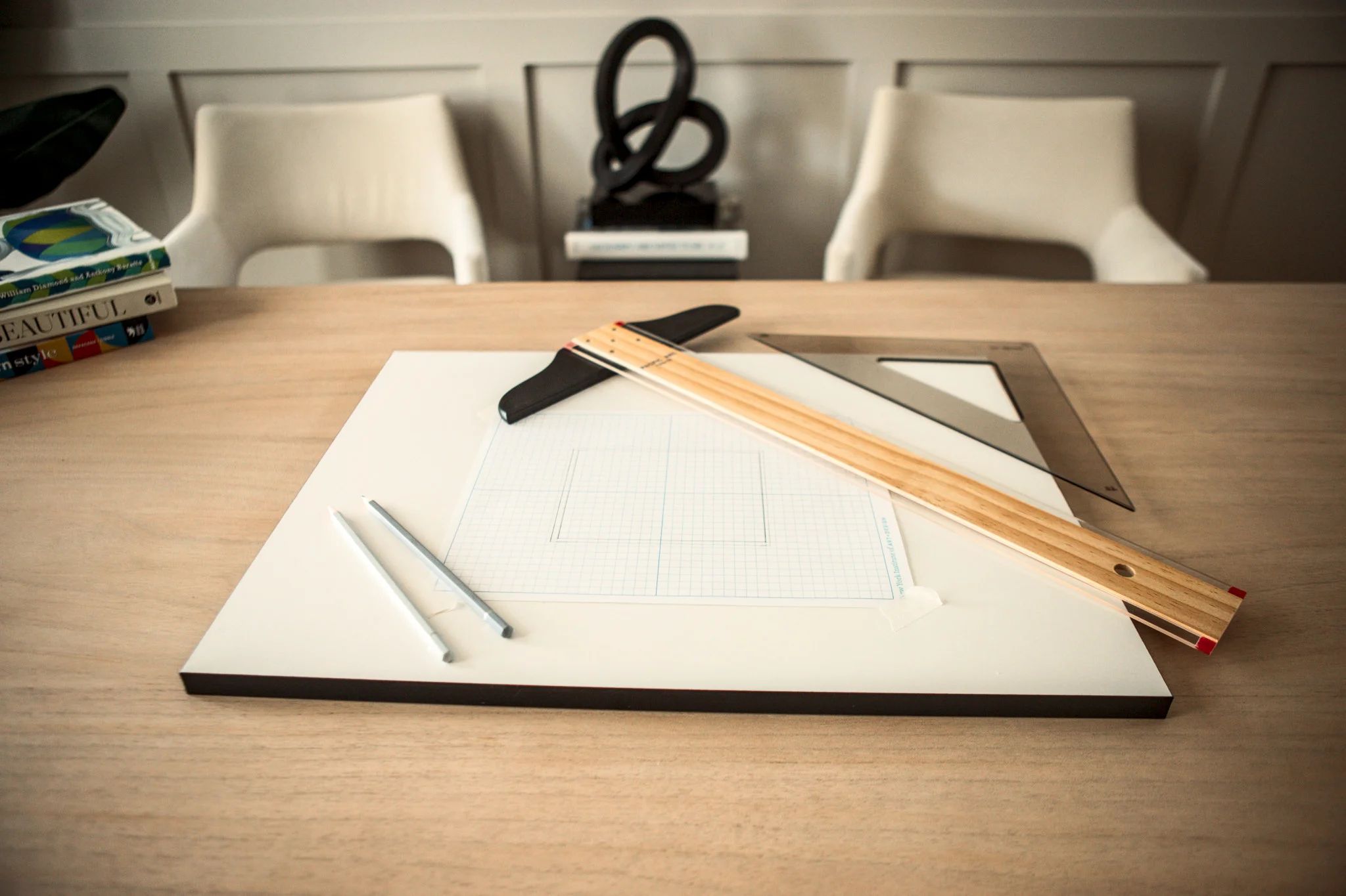 designer l square on a table